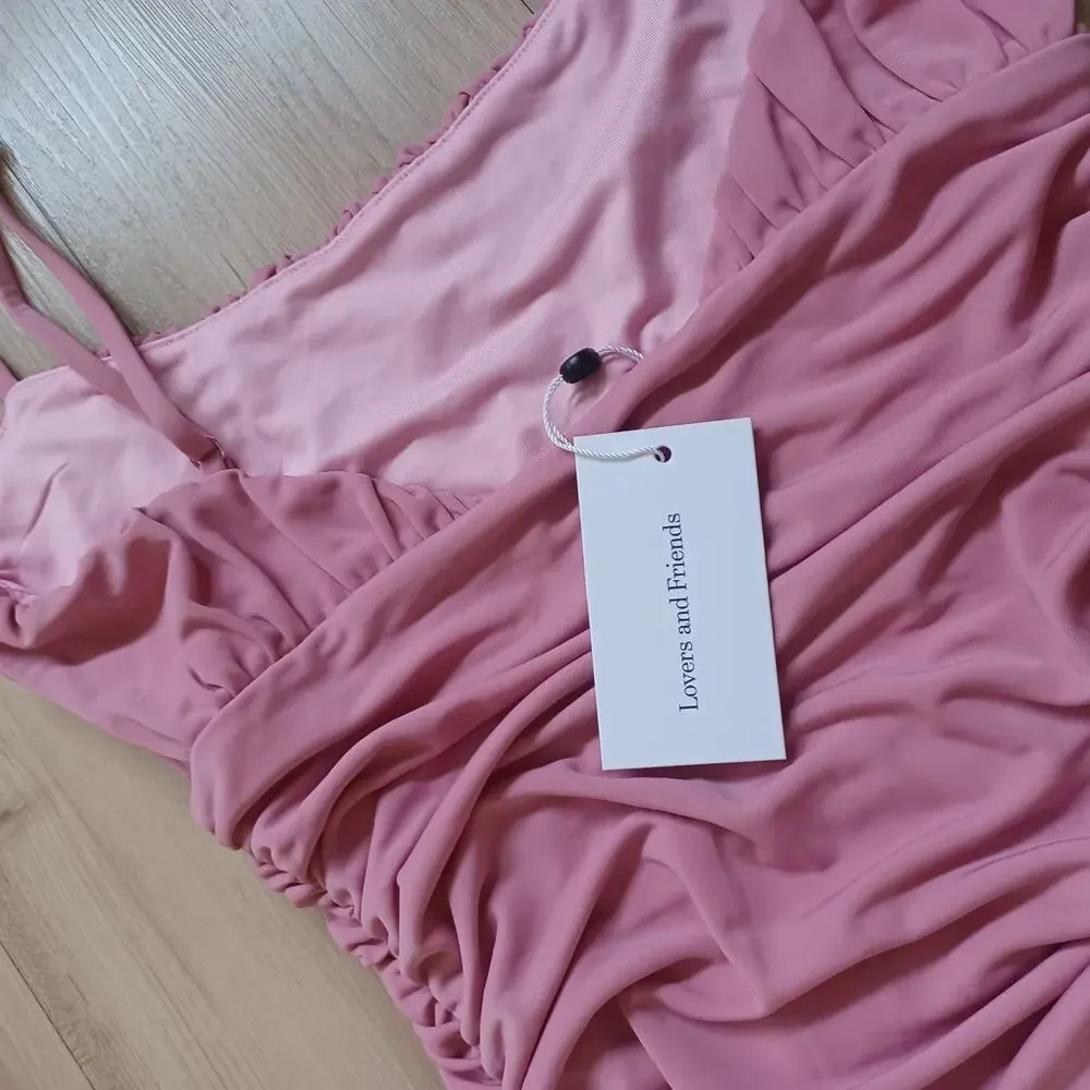 Lovers + Friends Juliana Mini Dress Ruched Pink Size S NWT - Picture 8 of 10